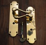 Victorian Scroll Polished Brass Door Handles For Bathroom (M68WC)